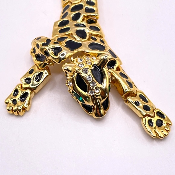 Vintage Leopard Shoulder Brooch 7 1/2" Articulating - Picture 11 of 13